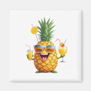 Imán Pinapple Divertido Vacaciones Alegres Bebidas Trop