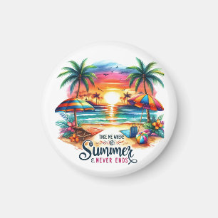 Imán Pincelada de puesta de sol en la playa Summer Vibe