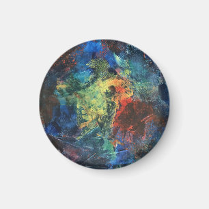 Imán Pinceladas en capas-Arte abstracto pintado a mano
