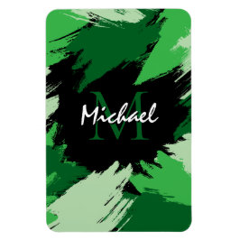 Imán Pinceles de color verde con monograma