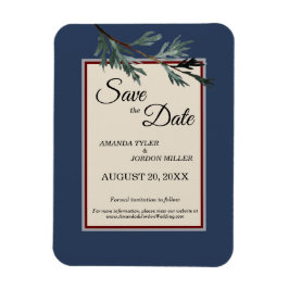 Imán Pine Blue Winter Wedding Save the Date Magnet