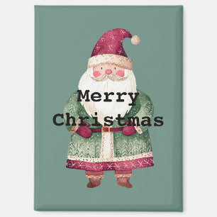 Imán Pine Green Red Merry Christmas Santa