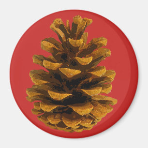 Imán Pinecone rústica naturaleza otoño rojo marrón