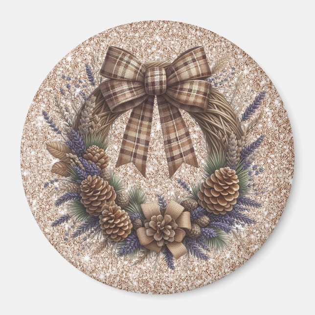 Imán Pinecone Wreath Magnet (Frente)