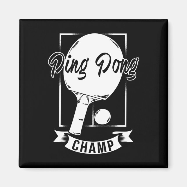 Imán Ping Pong Champ Fun Table Tenis Player Tee (Frente)