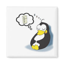 Pinguim sonhando com a geladeira