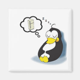 Imán Pinguim sonhando com a geladeira