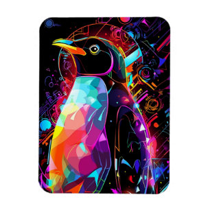 Imán Pingüino abstracto con colores vivos