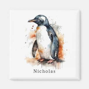 Imán Pingüino acuático de tonos de sol, personalizado
