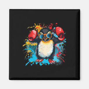 Imán Pingüino Boxeando Con Guantes De Boxeo Kickboxing 