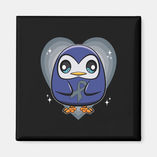 Imán Pingüino Con Cinta De Cinta Conciencia Sobre La Di (Frente)