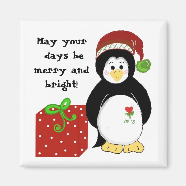 Imán Pingüino con un mensaje de vacaciones (Frente)