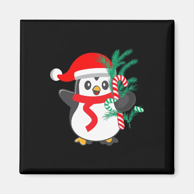 Imán Pingüino Cutáneo Con Un Animal Navidad De Candy (Frente)