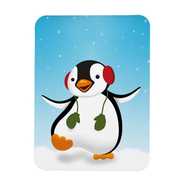 Imán Pingüino de invierno divertido (Vertical)