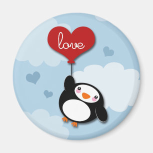 Imán PINGÜINO de la tarjeta del día de San Valentín