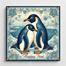 Pingüino de Patas Felices Ave de Hielo Pareja Niev