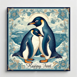 Imán Pingüino de Patas Felices Ave de Hielo Pareja Niev