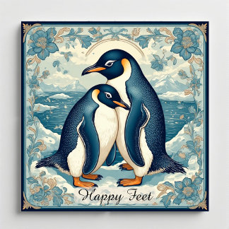 Imán Pingüino de Patas Felices Ave de Hielo Pareja Niev