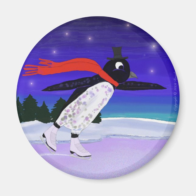 Imán Pingüino de patinaje (Frente)