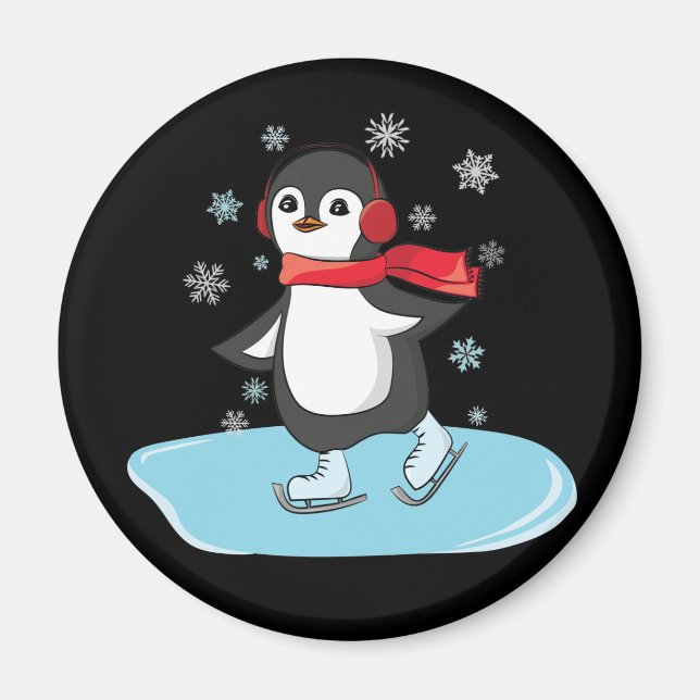 Imán Pingüino de patinaje sobre hielo (Frente)