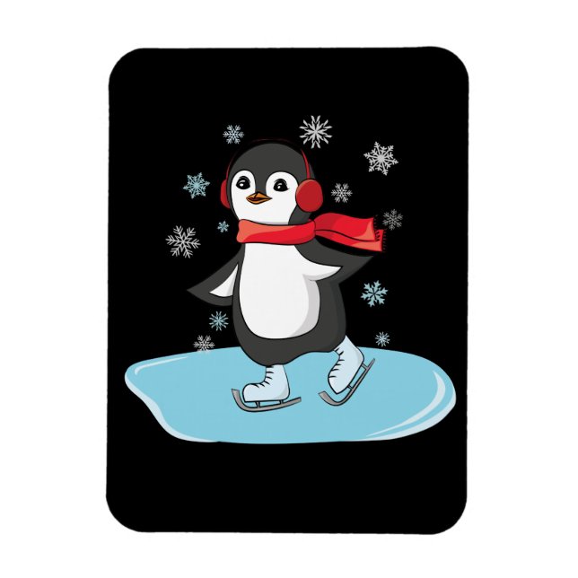 Imán Pingüino de patinaje sobre hielo (Vertical)