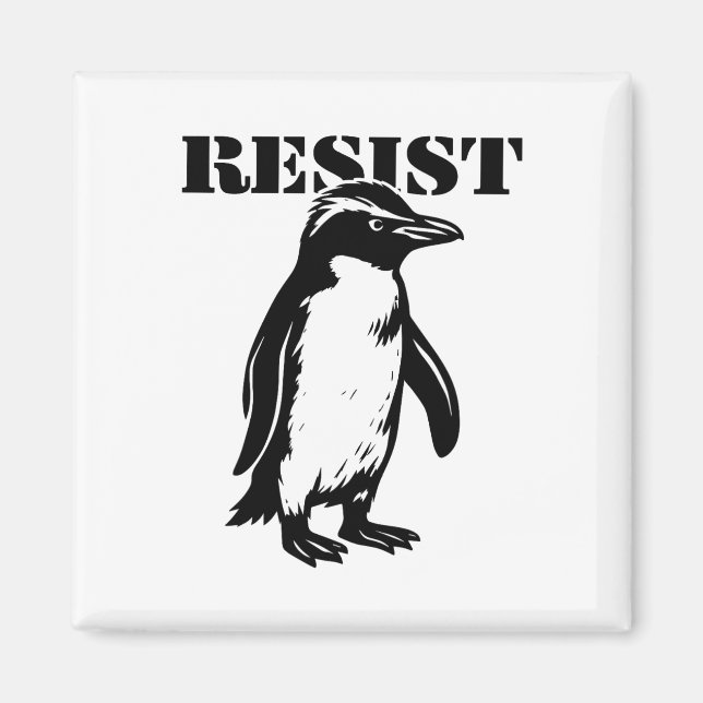 Imán Pinguino divertido resiste protesta contra arancel (Frente)