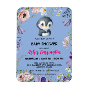 Imán Pingüino dulce Rústico flor bebé ducha niños