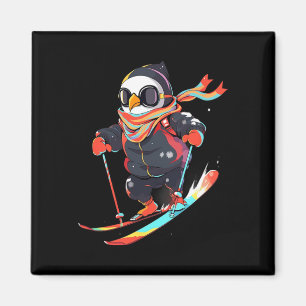 Imán Pingüino Esquiador Esquí Invierno Nieve 