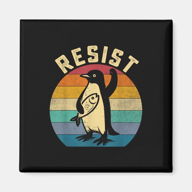 Imán Pingüino gracioso resiste a los pingüinos en prote (Frente)
