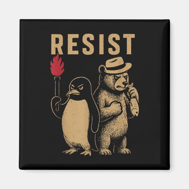 Imán Pingüino gracioso resiste a los pingüinos en prote (Frente)