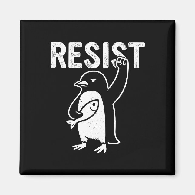Imán Pingüino gracioso resiste a los pingüinos en prote (Frente)