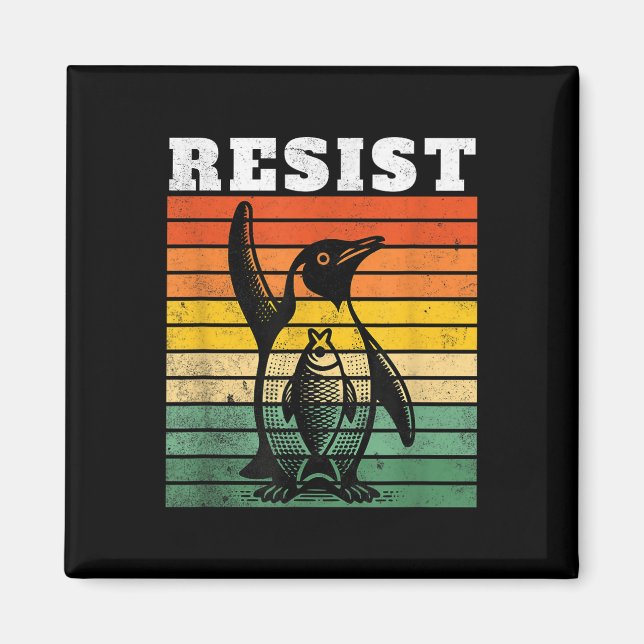 Imán Pingüino gracioso resiste a los pingüinos en prote (Frente)