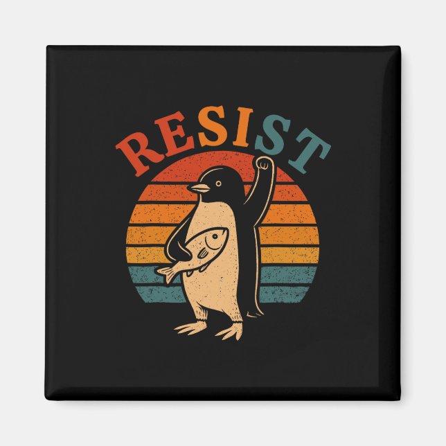 Imán Pingüino gracioso resiste a los pingüinos en prote (Frente)
