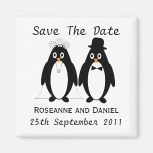 Imán Pingüino Guardar La Invitación Boda De Fecha