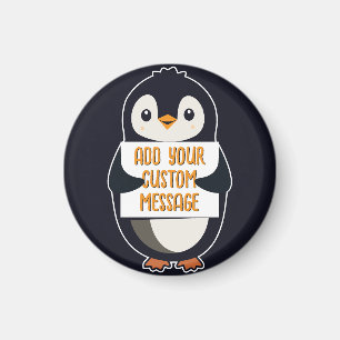 Imán Pingüino juguetón con un letrero para tu mensaje