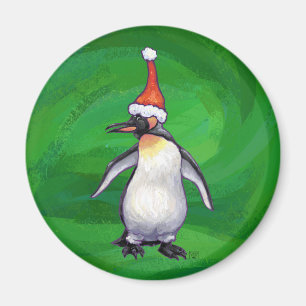 Imán Pingüino lindo en Sombrero de Santa