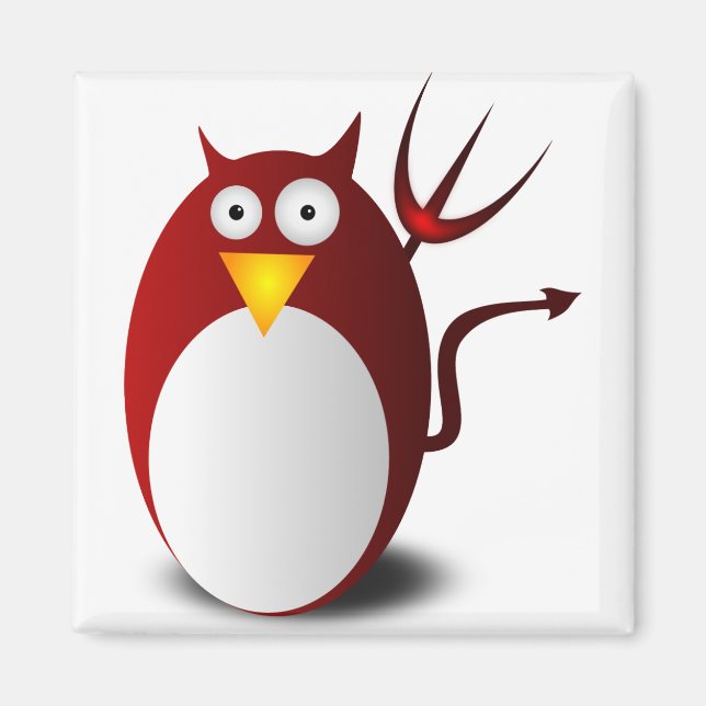 Imán Pingüino Linux Tux Ubuntu Tridente Lucifer (Frente)