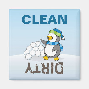 Imán Pingüino pequeño con bolas de nieve ondeando