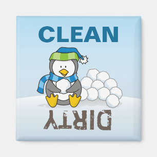 Imán Pingüino pequeño sentado con bolas de nieve