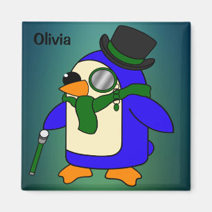 Imán Pingüino personalizado lindo verde azulado verde e