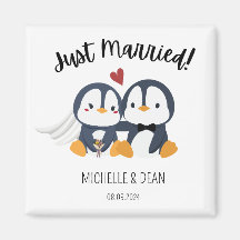 pingüino recién casado lindo regalo personalizado