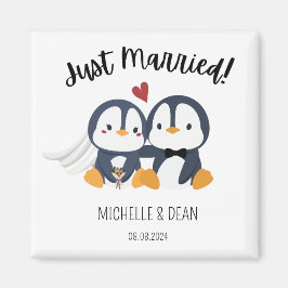 Imán pingüino recién casado lindo regalo personalizado