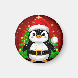 Imán 🐧 Pingüino Santa Claus Árbol de Navidad Diversión