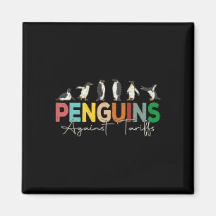 Imán Pingüinos Contra Aranceles Humor Animal Retro Resi