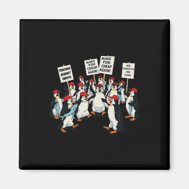 Imán Pingüinos contra los aranceles divertidos Pingüino (Frente)
