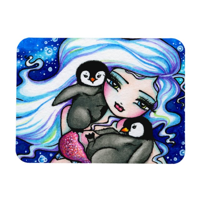 Imán Pingüinos de la Sirena Ártica por Hannah Lynn (Horizontal)