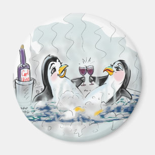 Imán ¡Pingüinos de la tina caliente!