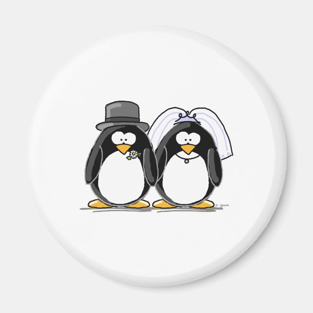Imán Pingüinos de Novia y Groom (Frente)