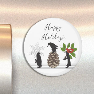 Imán Pinguinos Divertidos Lindos Navidades Caprichosas 