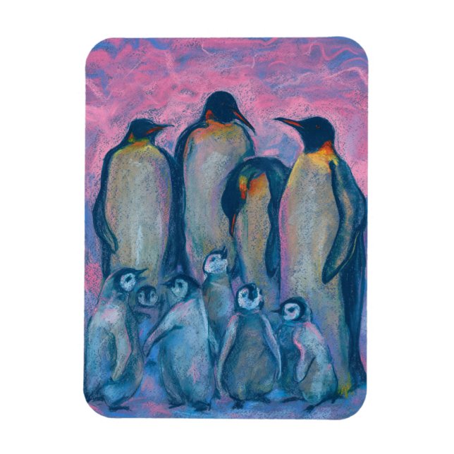 Imán Pingüinos emperadores, Padres de la Antártida y Ni (Vertical)